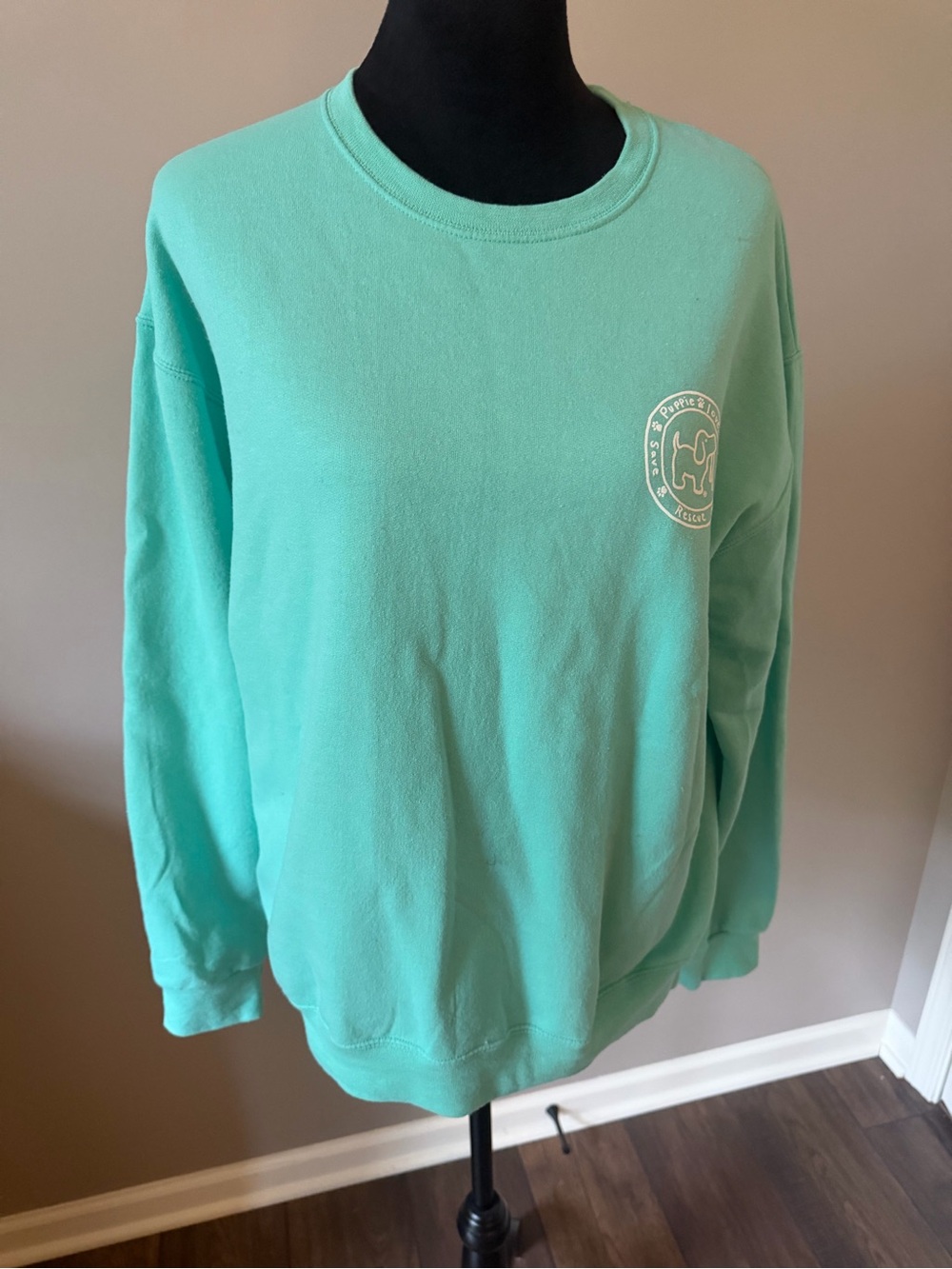 Jerzees Puppie Love Aqua Crewneck Sweatshirt -MED